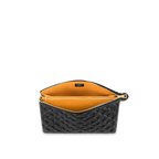 The bag displayed with its adjustable leather strap for shoulder wear