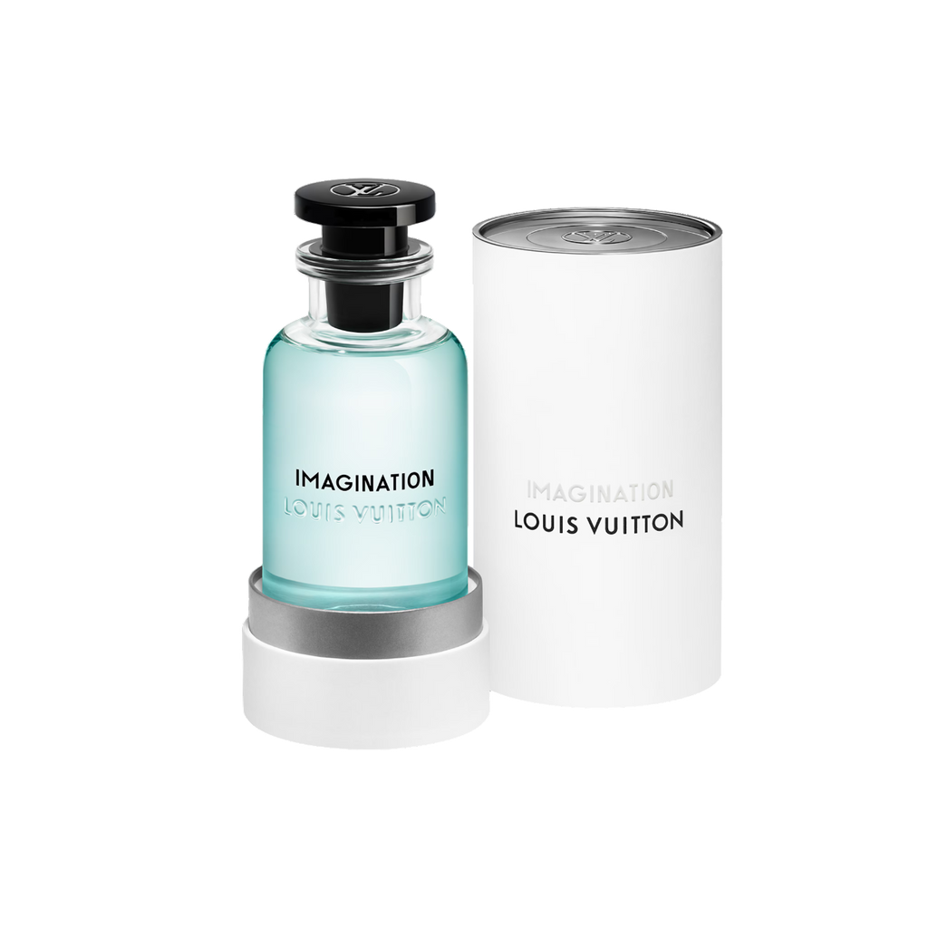Louis Vuitton Imagination perfume bottle and packaging on a white background