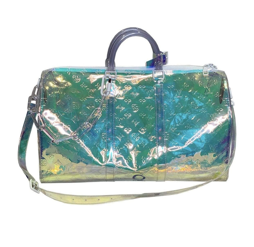 Front view of the Louis Vuitton Keepall 50 in Monogram Prism PVC