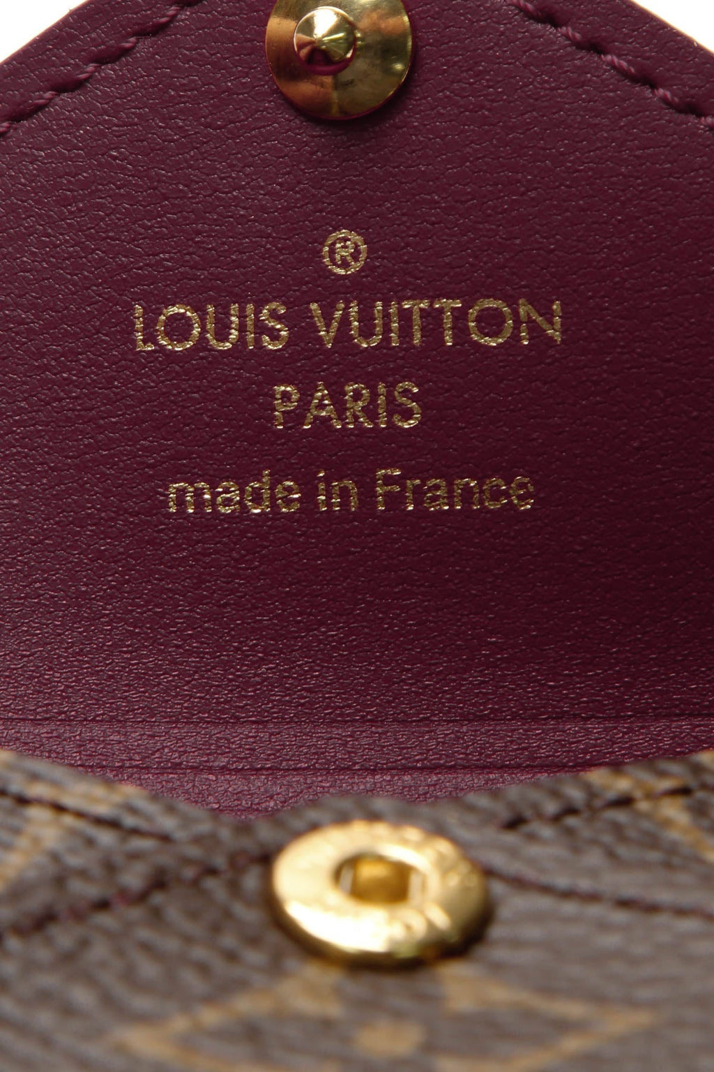 A detail shot of the stitching along the pouch's flap