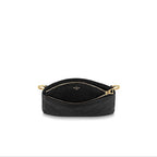 The pouch worn as a crossbody bag, showing its full strap length