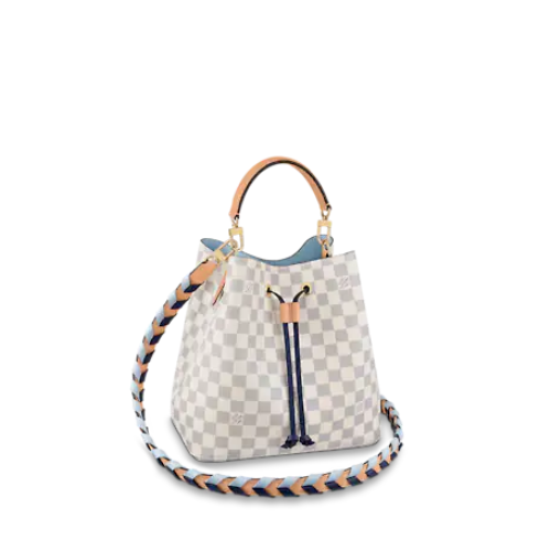 A close-up of the Damier Azur canvas pattern.