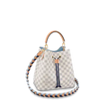 A close-up of the Damier Azur canvas pattern.
