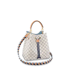 A close-up of the Damier Azur canvas pattern.