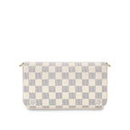 A close-up image showing the texture of the Damier Azur coated canvas