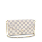 Front view of the Louis Vuitton Pochette Félicie in Damier Azur canvas