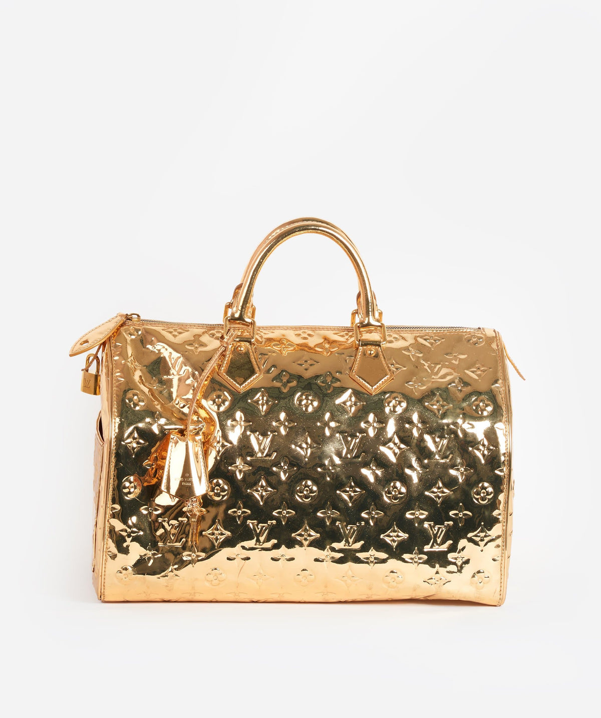 A front view of the bag with the zipper fully closed