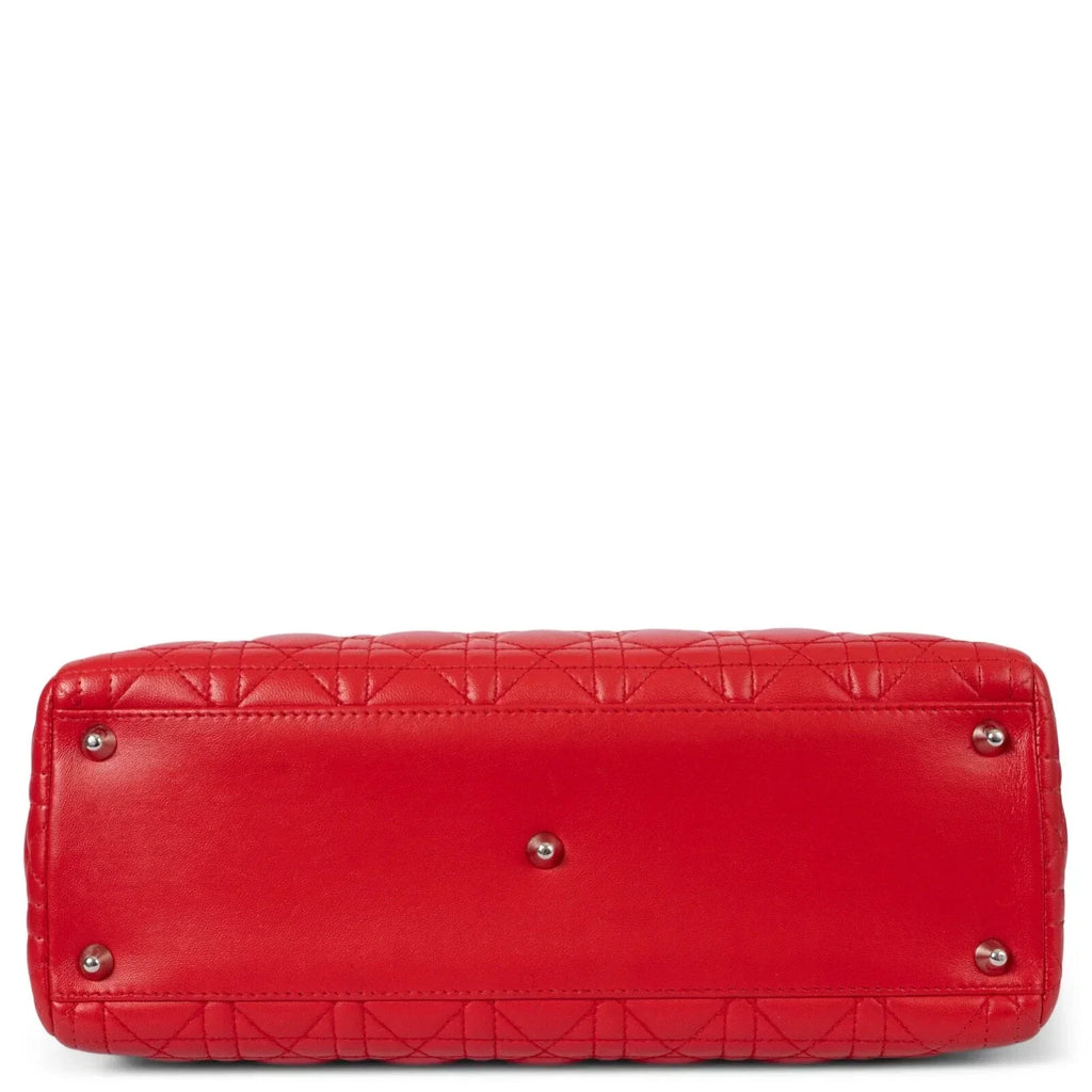 Dior Large Lady Dior Cannage Leather Bag - Red