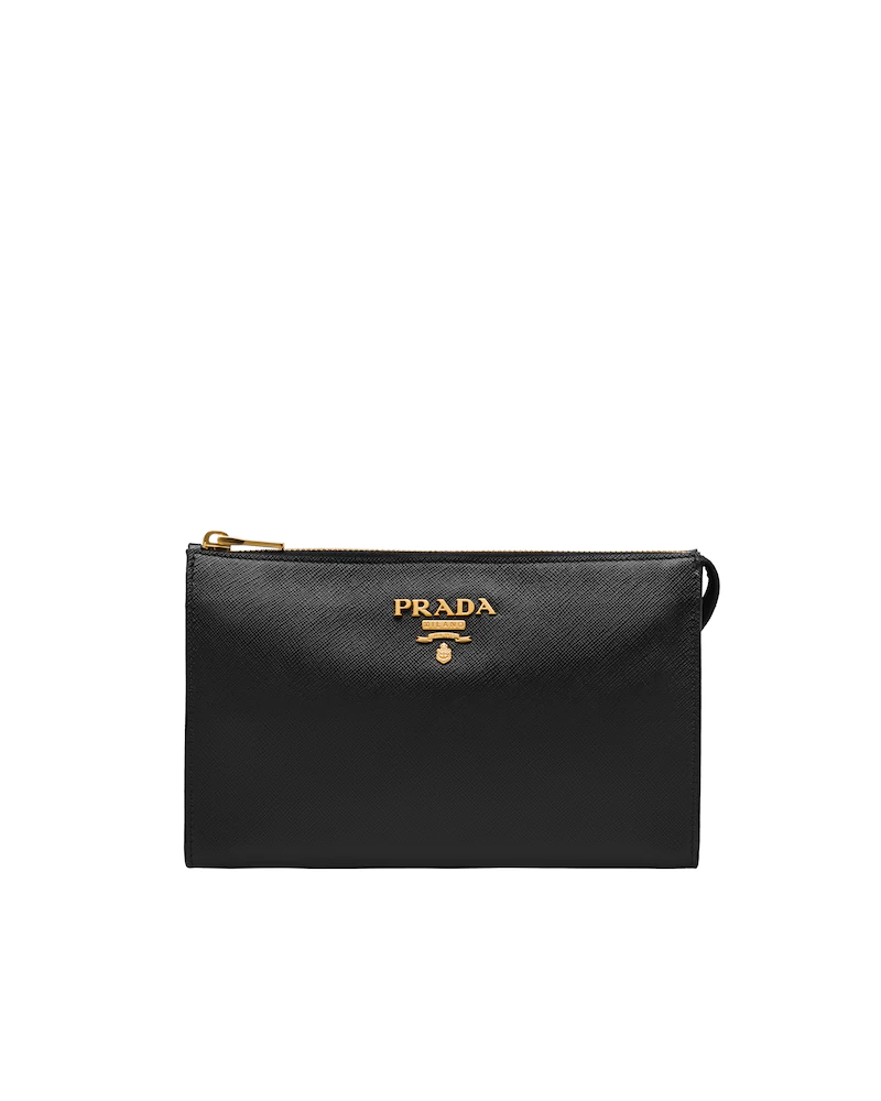 Front view of the Saffiano leather clutch