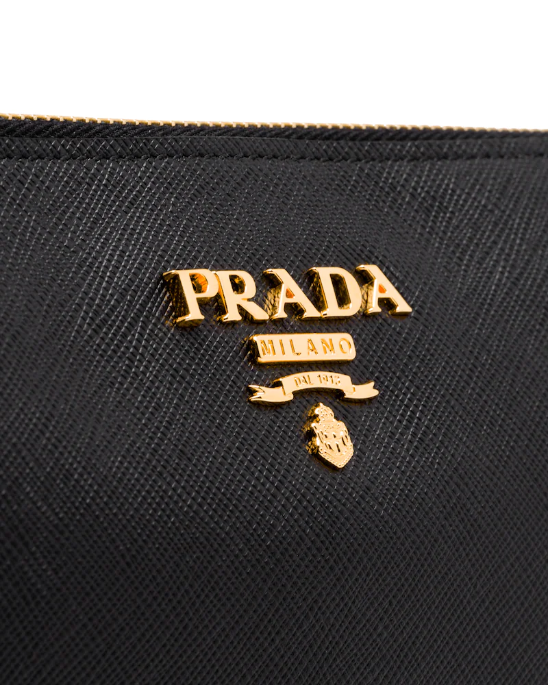 A close-up image showing the signature cross-hatch texture of the Saffiano leather