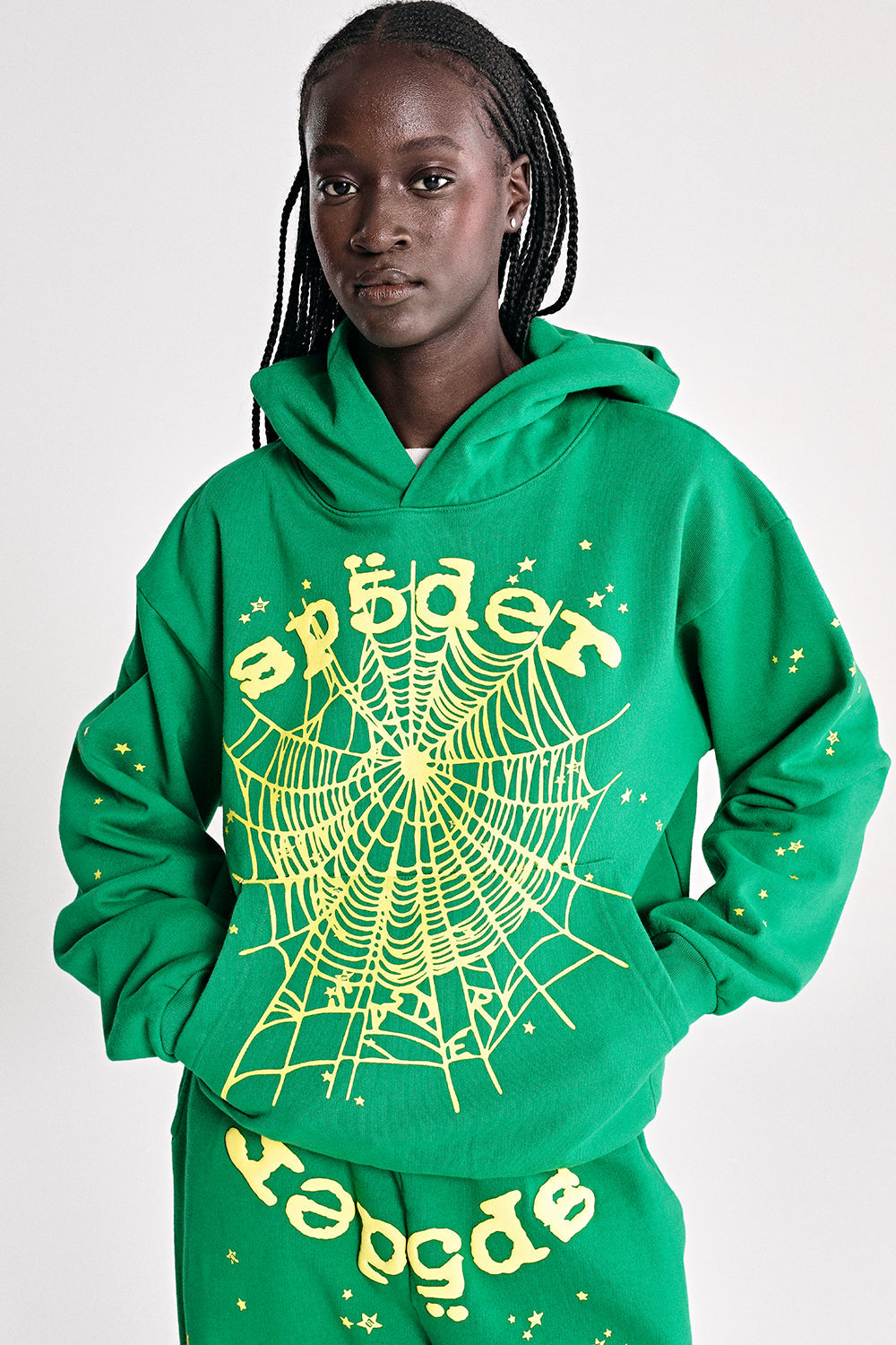 Sp5der Star Og Web V2 Hoodie - Bright Green