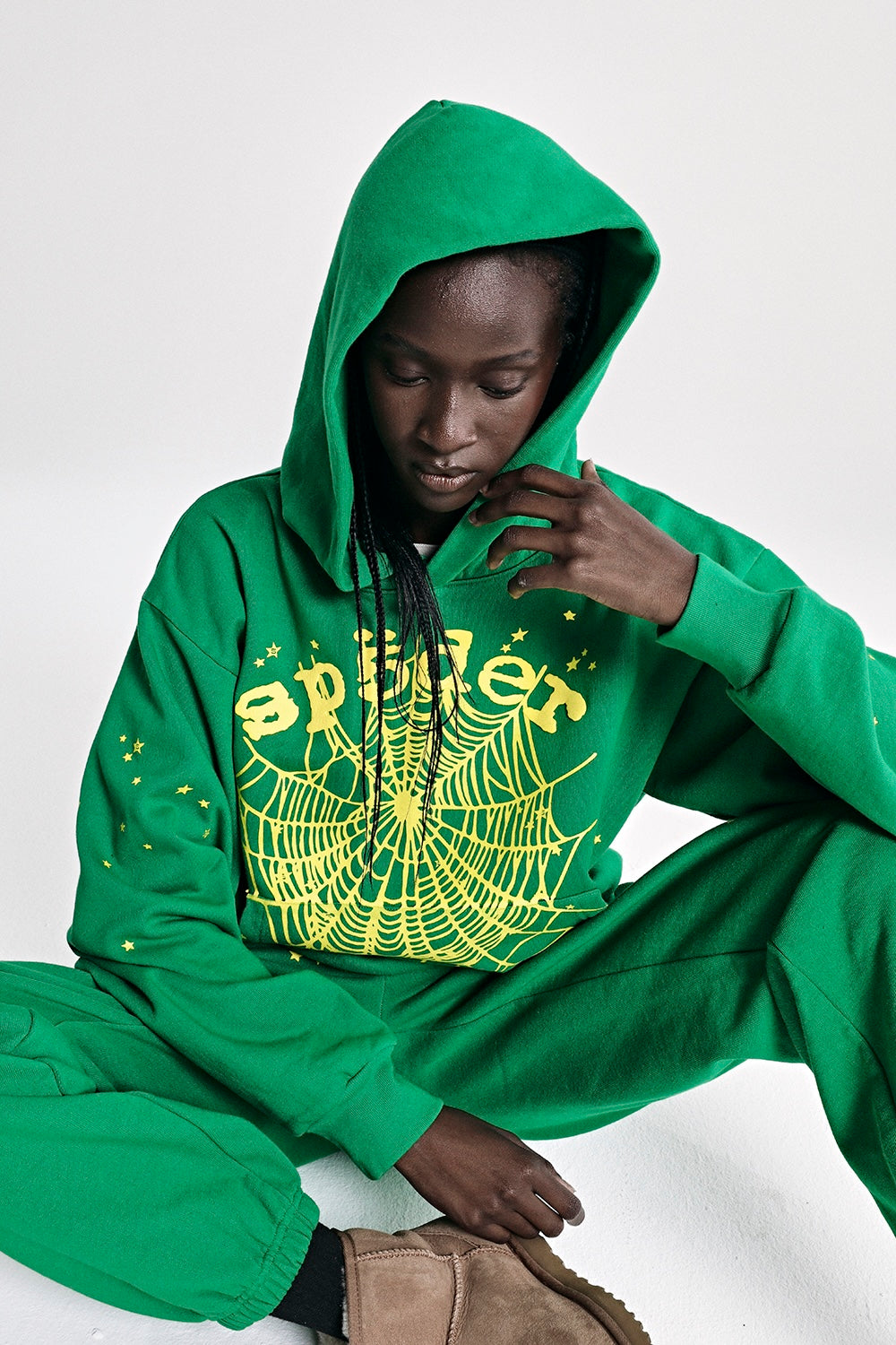 Sp5der Star Og Web V2 Hoodie - Bright Green