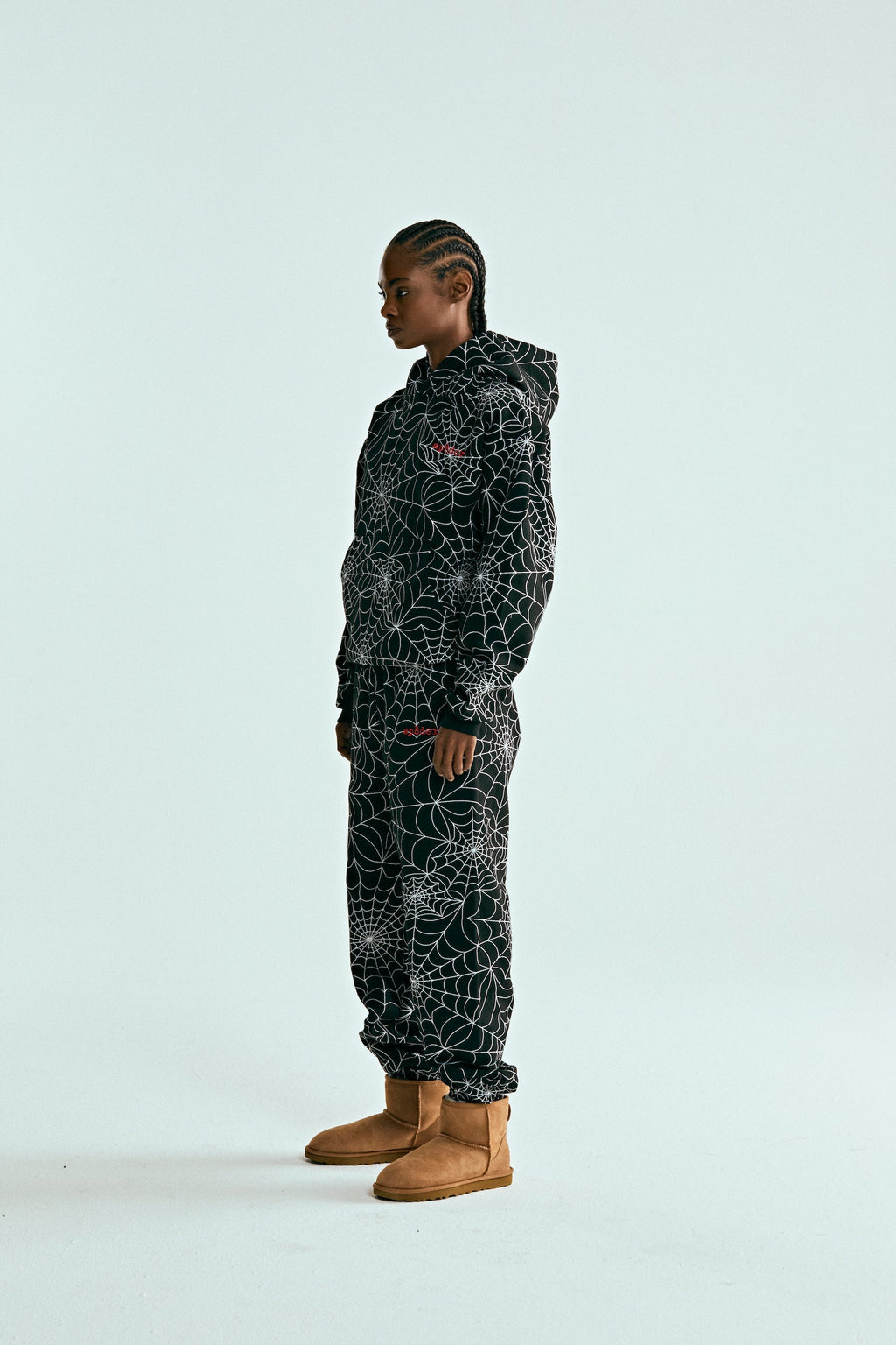 Sp5der Embroidered Aop Hoodie - Black