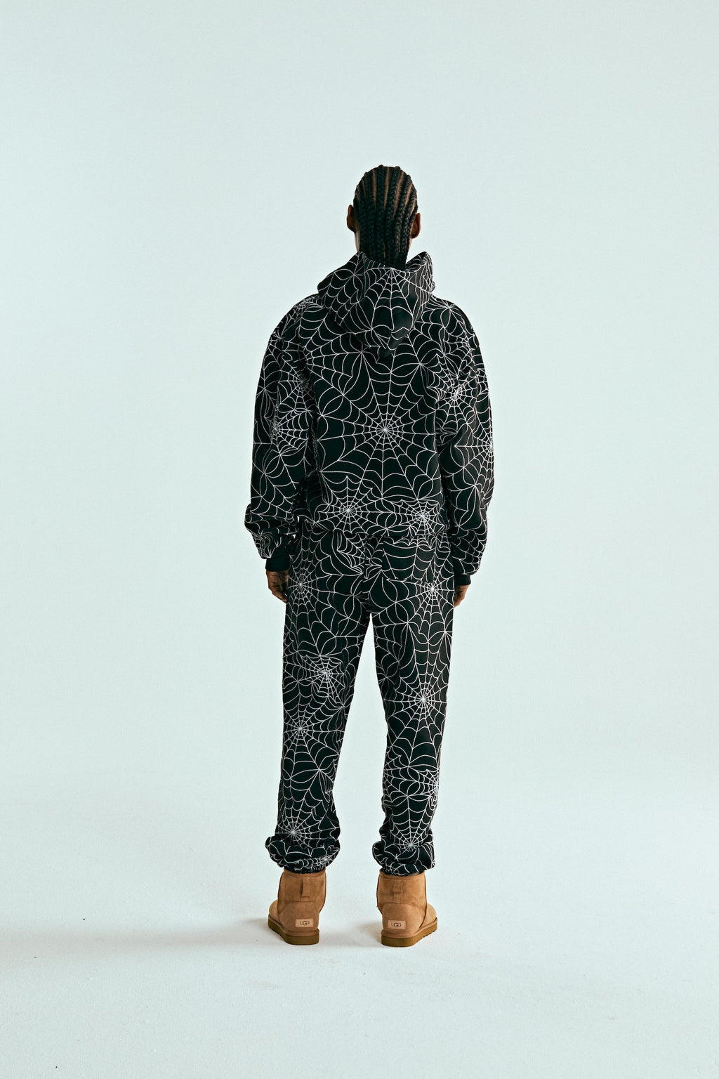 Sp5der Embroidered Aop Hoodie - Black