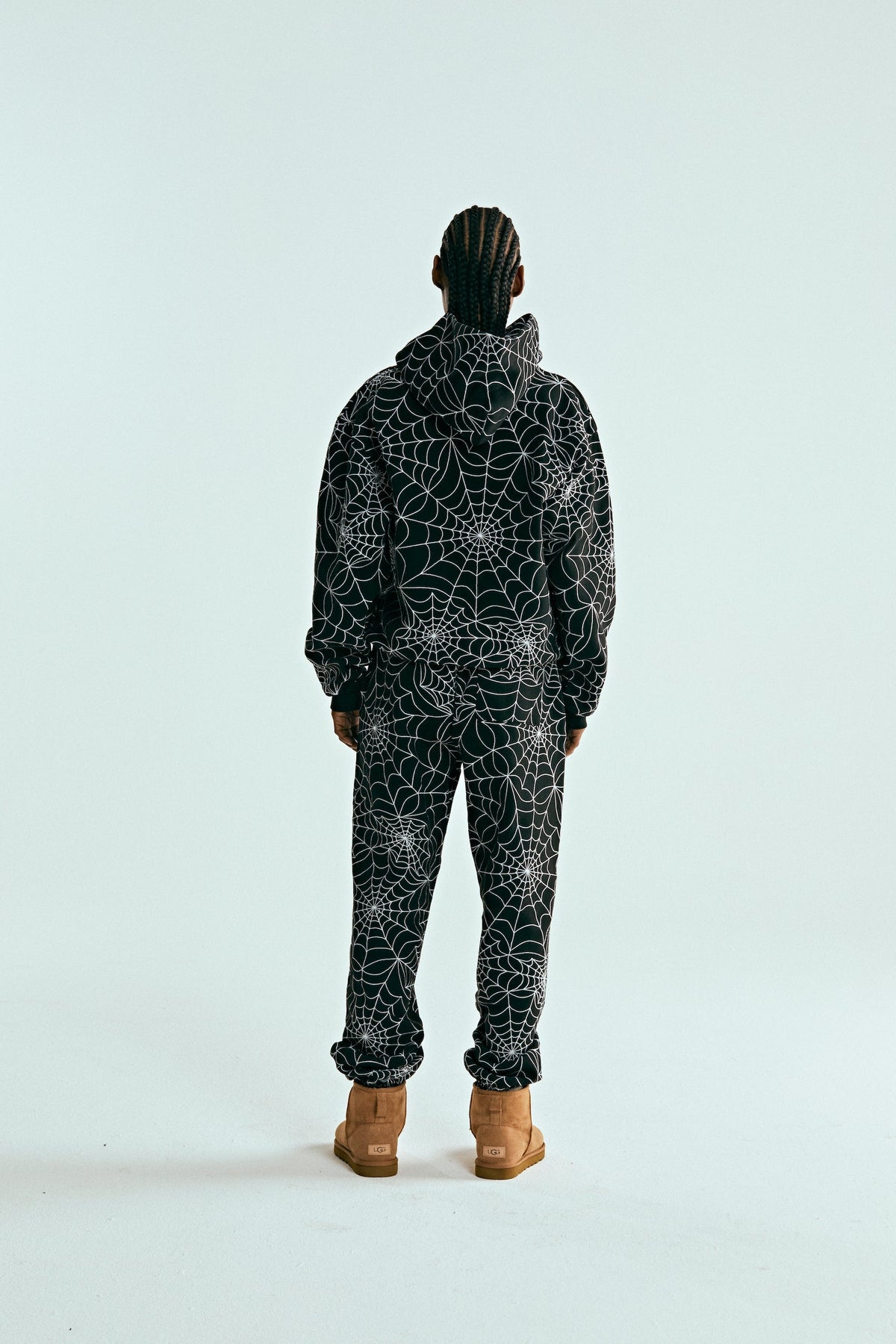 Sp5der Embroidered Aop Hoodie - Black