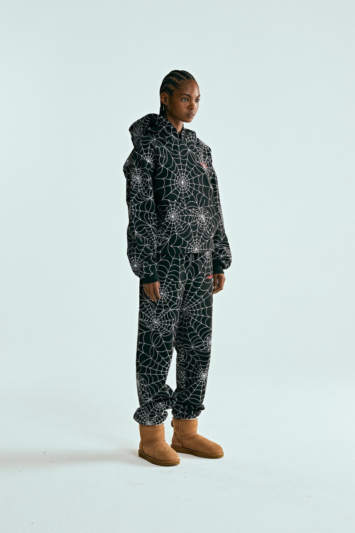 Sp5der Embroidered Aop Hoodie - Black