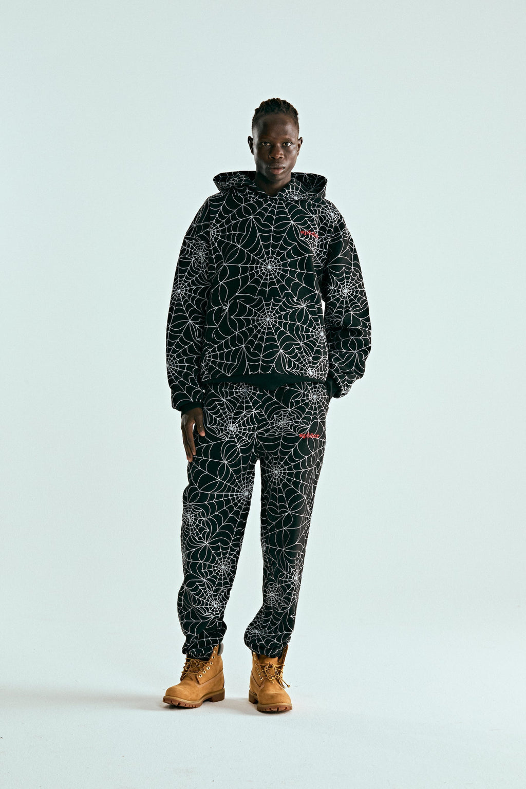 Sp5der Embroidered Aop Hoodie - Black