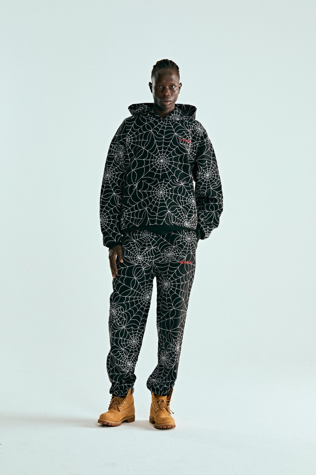 Sp5der Embroidered Aop Hoodie - Black