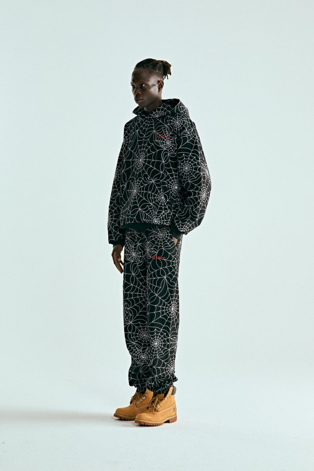 Sp5der Embroidered Aop Hoodie - Black