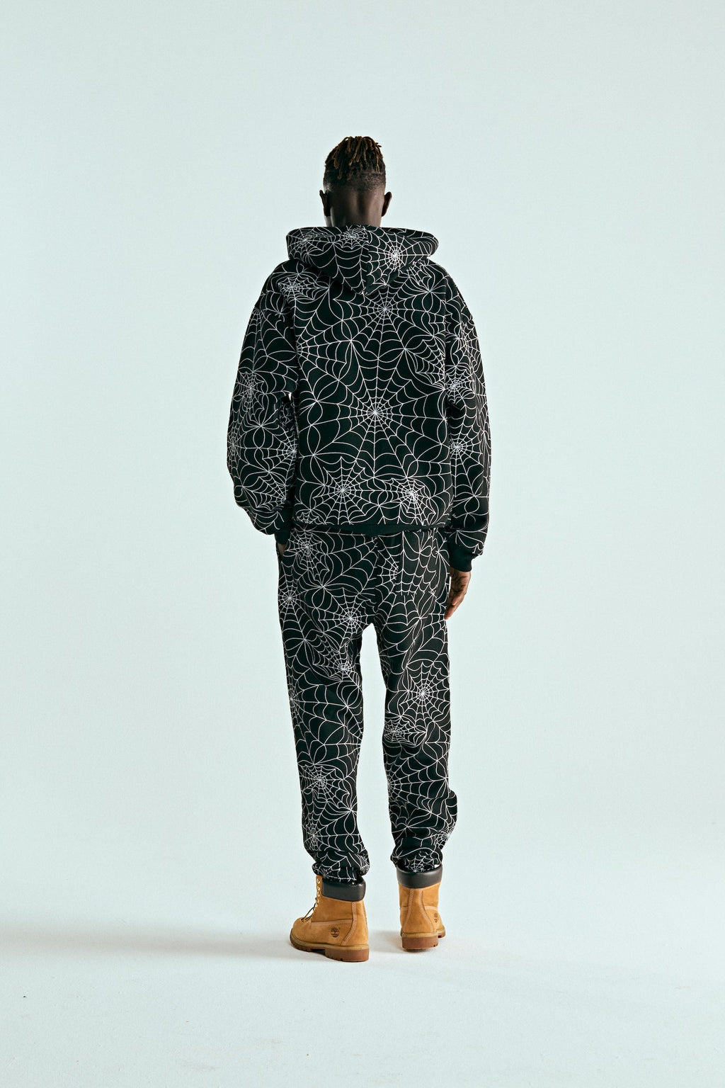 Sp5der Embroidered Aop Hoodie - Black