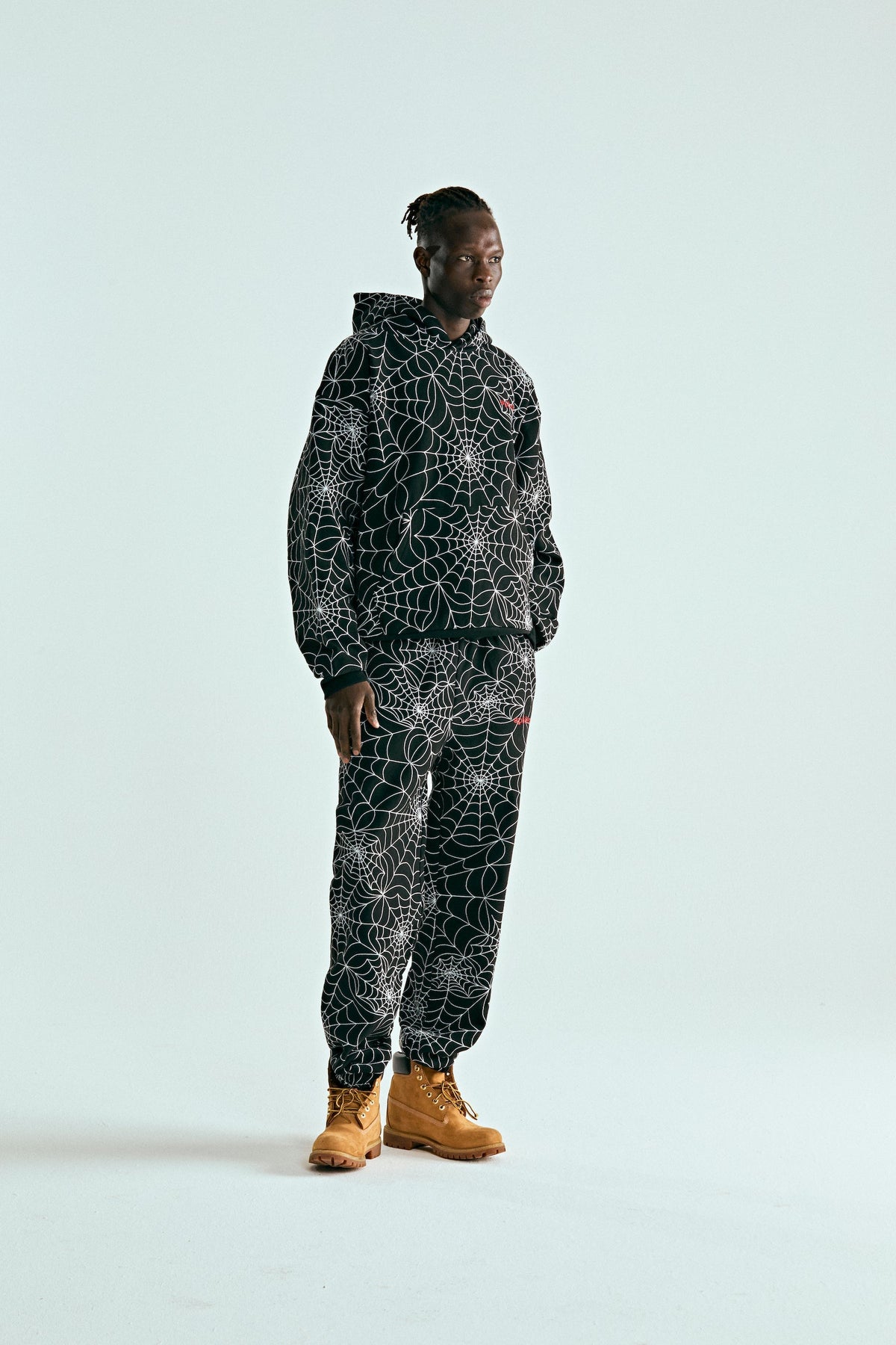 Sp5der Embroidered Aop Hoodie - Black