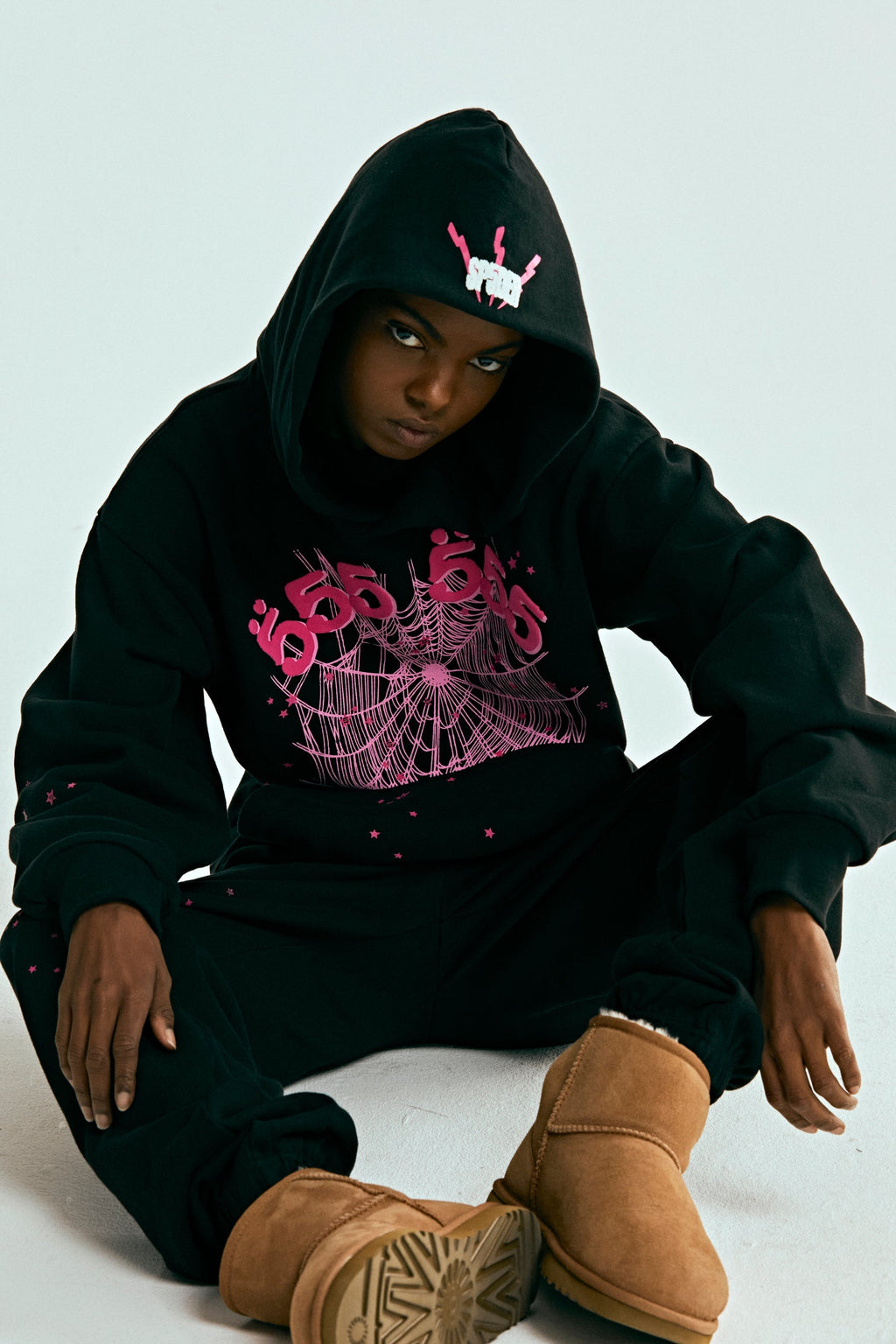 Sp5der Angel Number Hoodie - Black